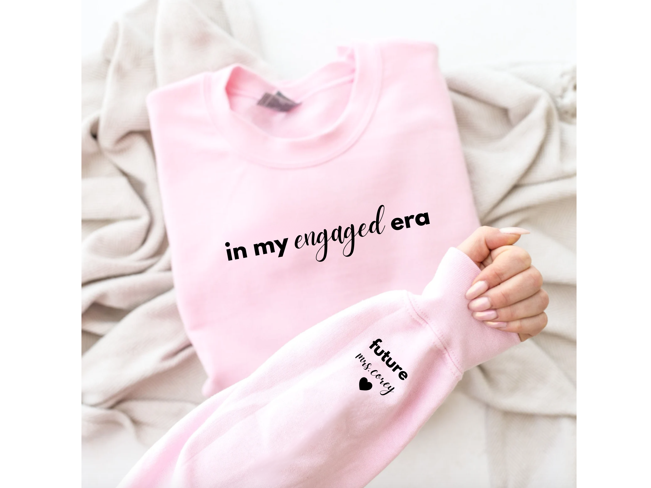 In My Engaged Era Sweatshirt – Custom Engagement Crewneck with “Future Mrs.” Sleeve Detail | Bride Gift