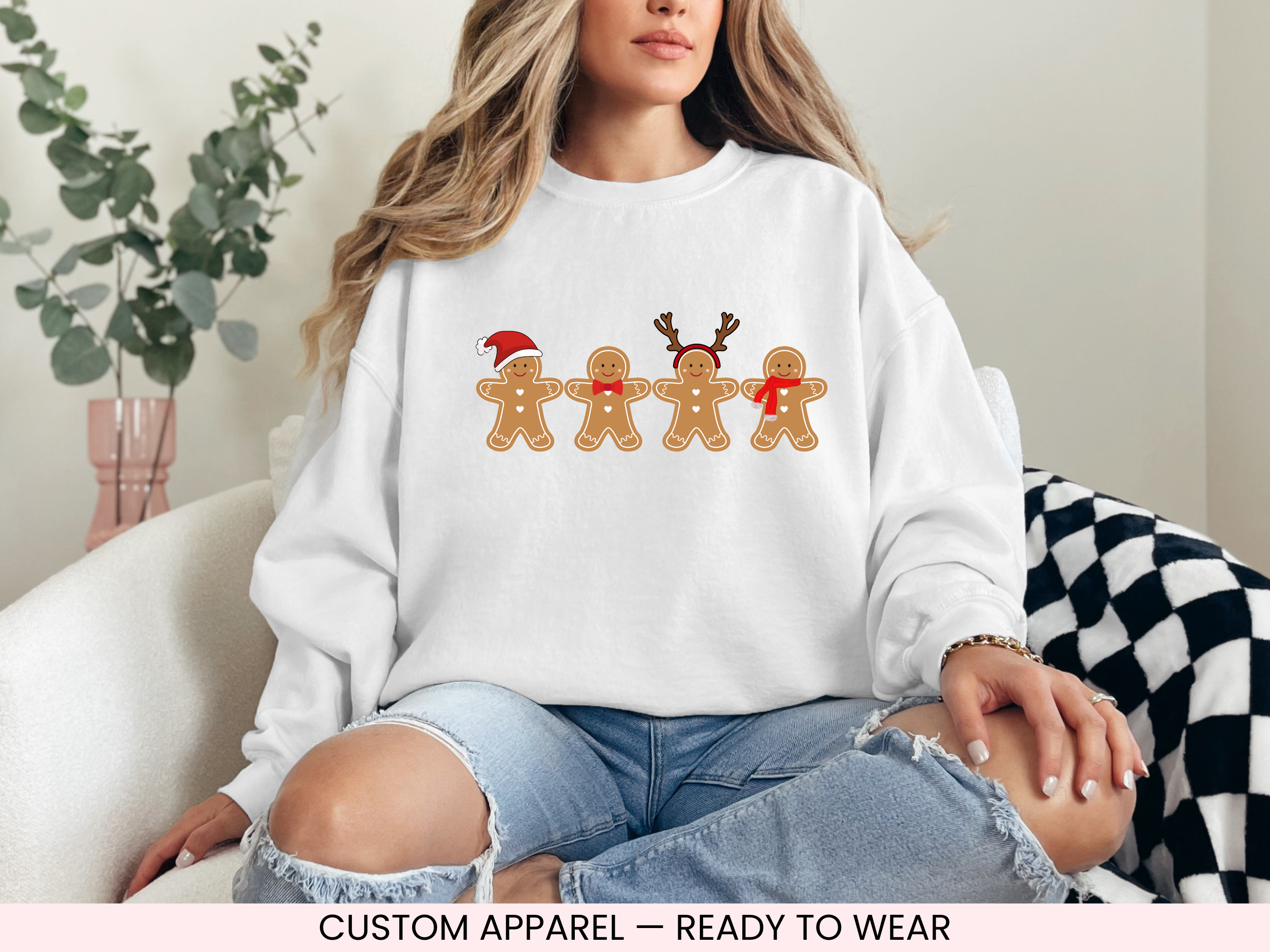 Gingerbread Men Graphic Sweatshirt | Unisex Christmas Crewneck Sweatshirt
