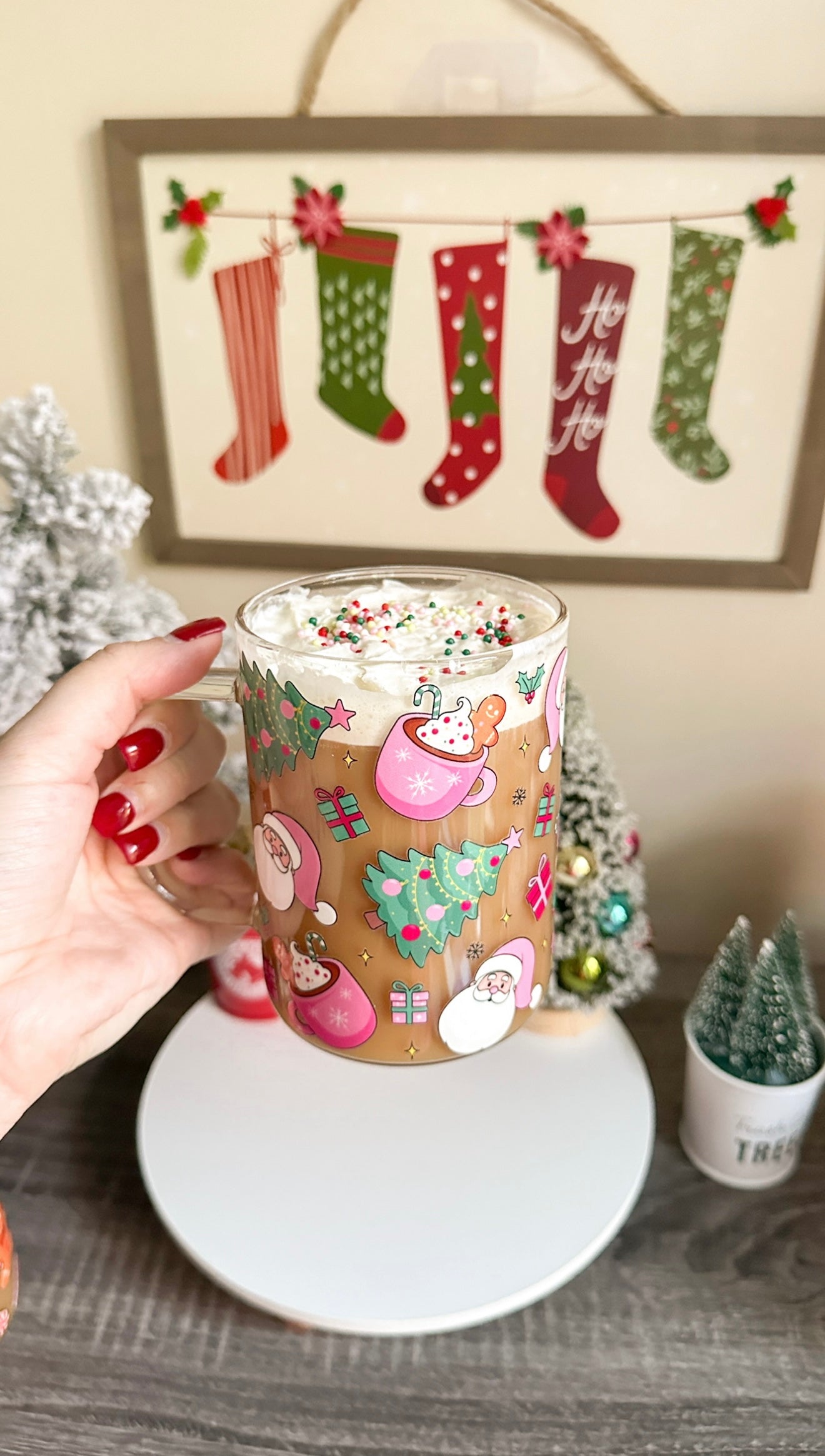 15oz Christmas Mugs – Festive Holiday Coffee Cup with Optional Bamboo Lid & Glass Straw | Christmas Gift Mug (Hand Wash Only)
