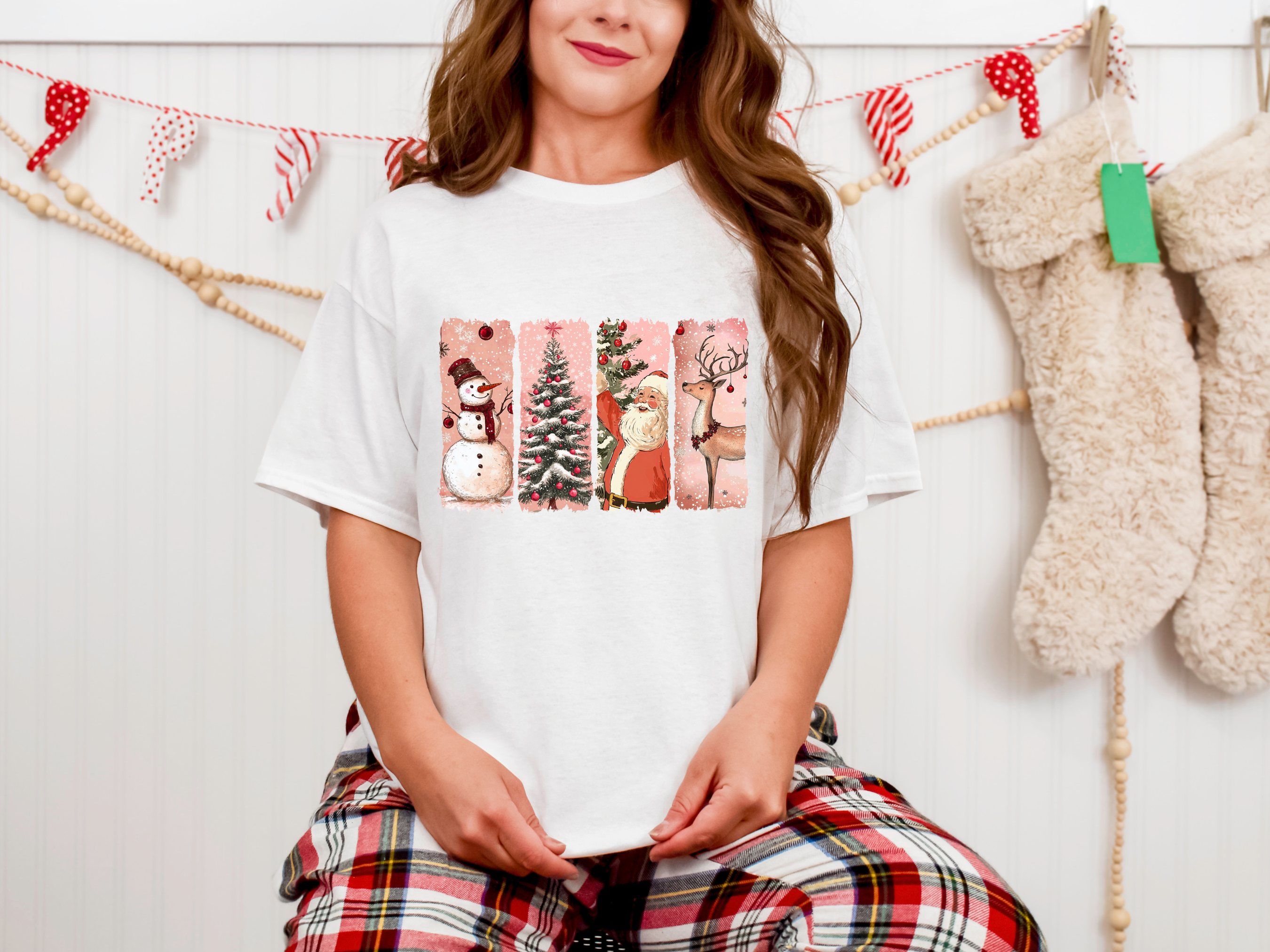 Pink Vintage Christmas DTF Transfer | Ready to Press Christmas DTF Transfers