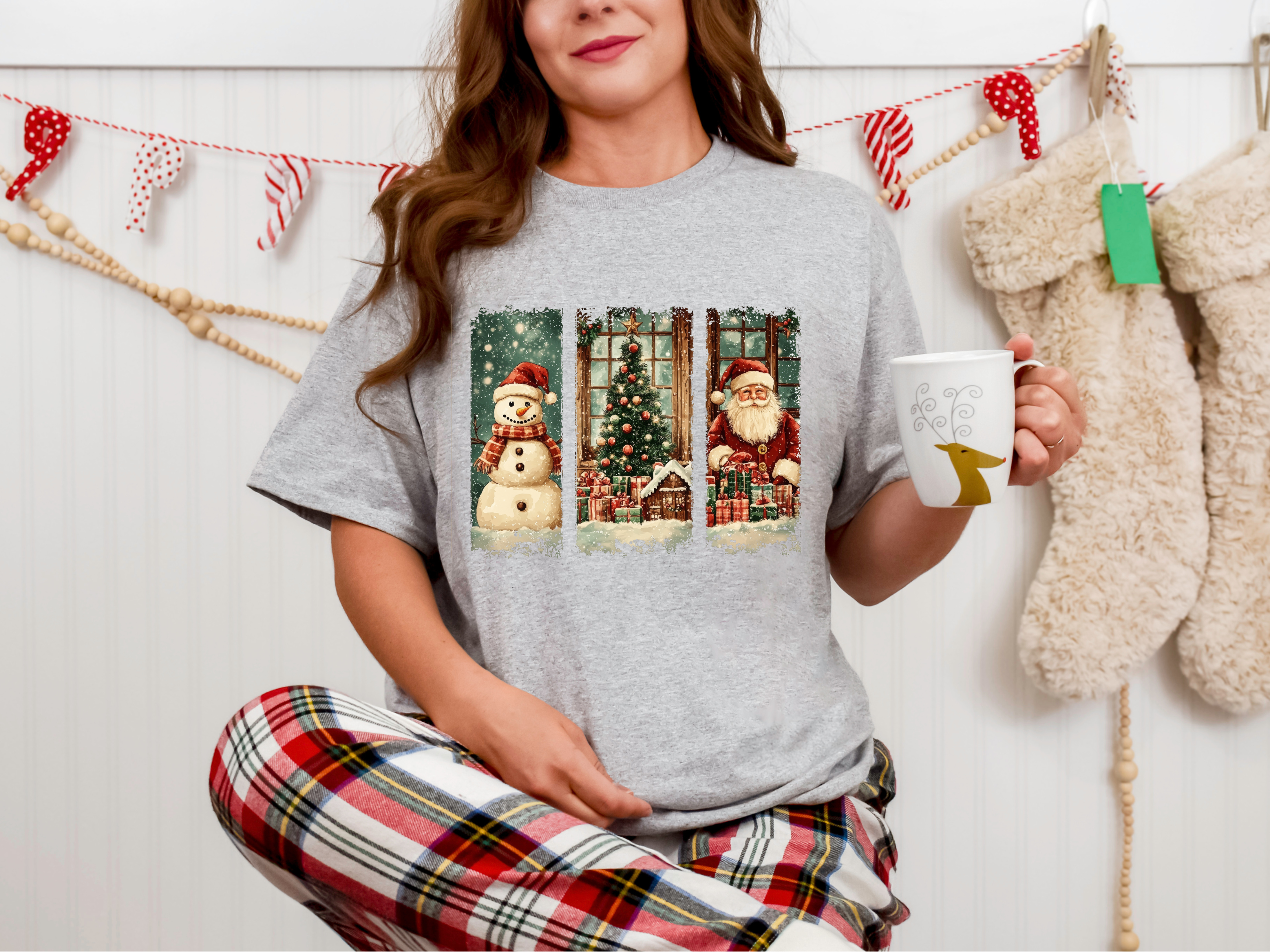 Blue Vintage Christmas DTF Transfer | Ready to Press Christmas DTF Transfers
