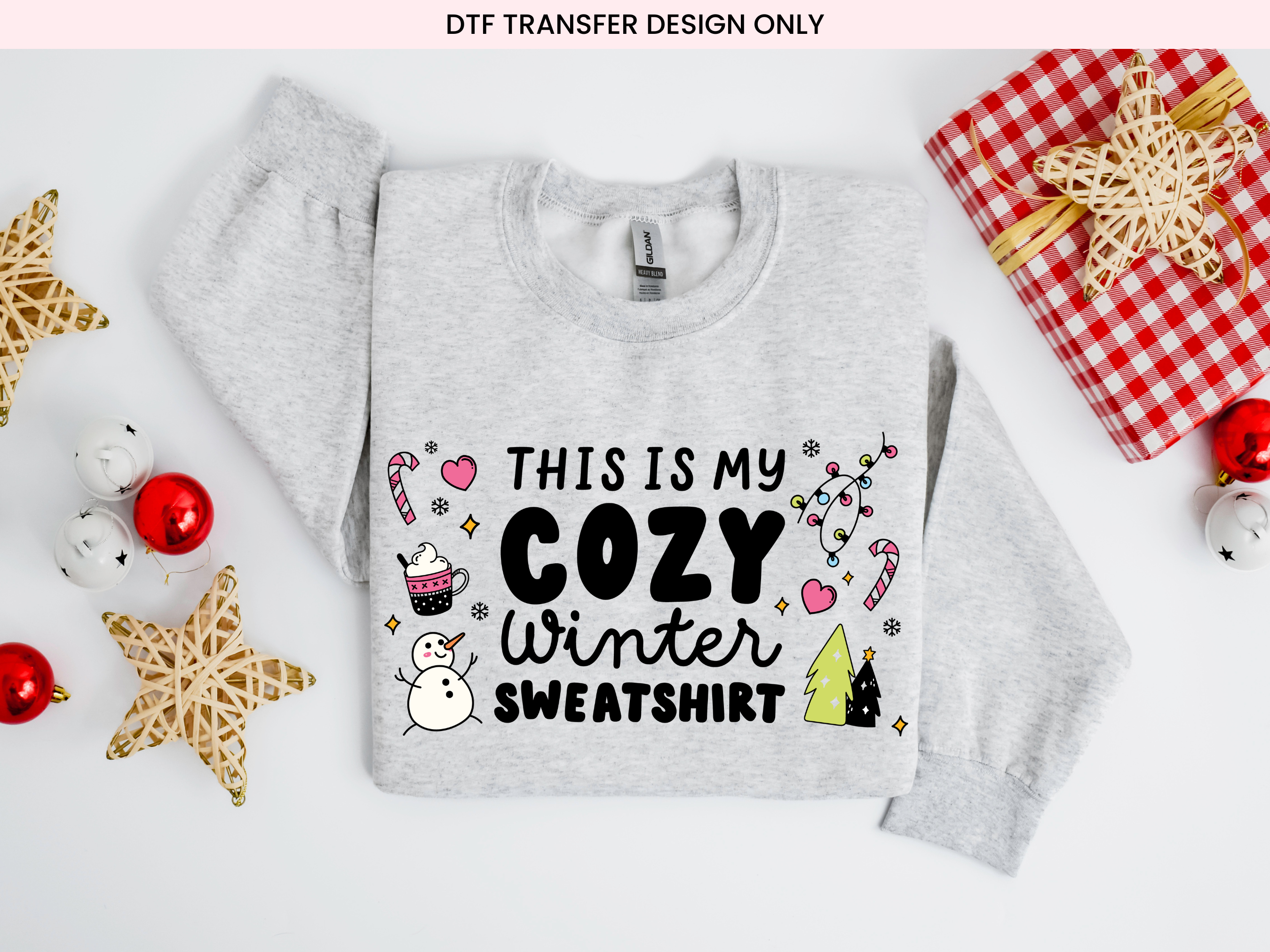 Cozy Christmas Sweatshirt DTF Transfer | Ready to Press Christmas DTF Transfers