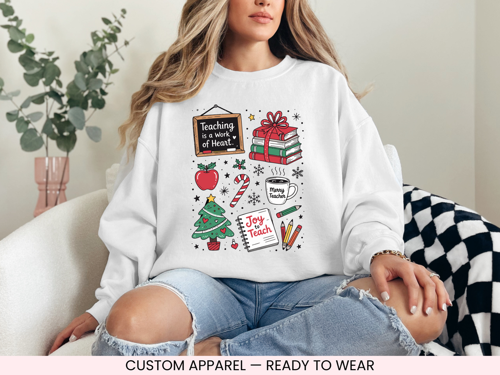 Teacher Christmas Graphic Sweatshirt | Unisex Christmas Crewneck Sweatshirt