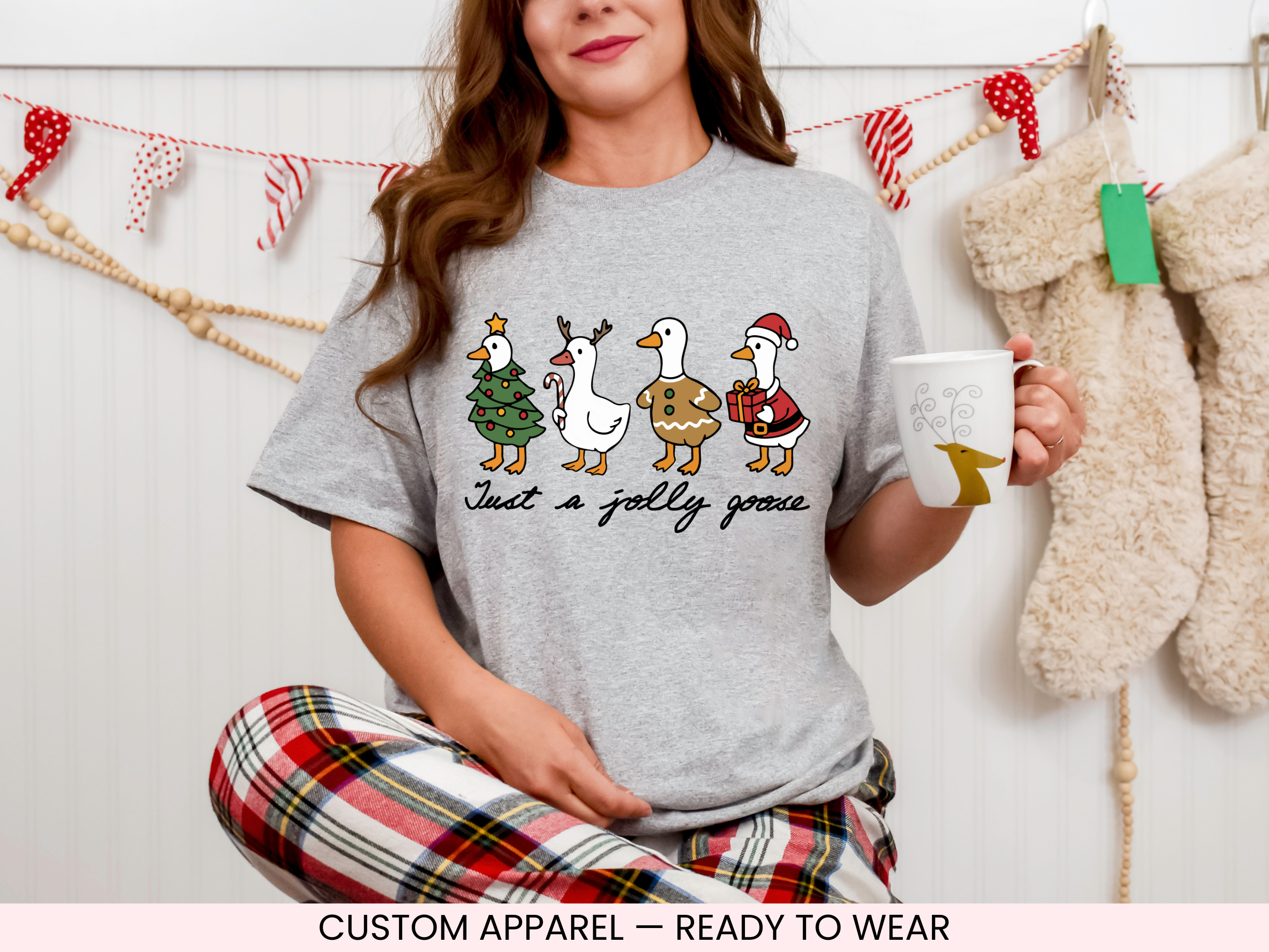 Just A Jolly Goose Graphic T-shirt | Comfy Unisex Christmas Shirt