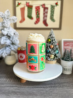 Stamps Christmas Libbey Glass Can Cups – 16oz Holiday Glass | Iced Coffee Cup Gift