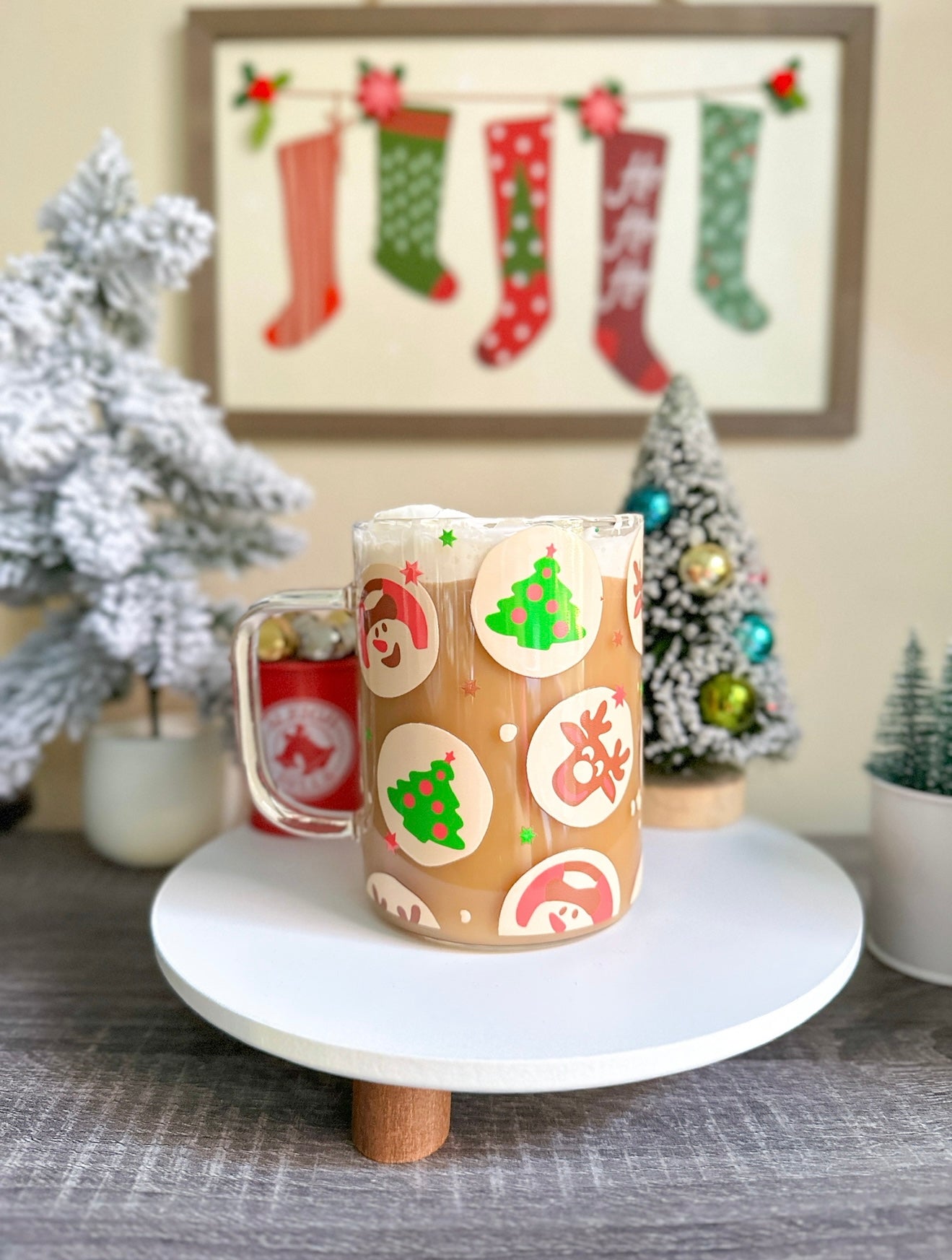 15oz Christmas Mugs – Festive Holiday Coffee Cup with Optional Bamboo Lid & Glass Straw | Christmas Gift Mug (Hand Wash Only)