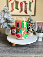 Stamps Christmas Libbey Glass Can Cups – 16oz Holiday Glass | Iced Coffee Cup Gift