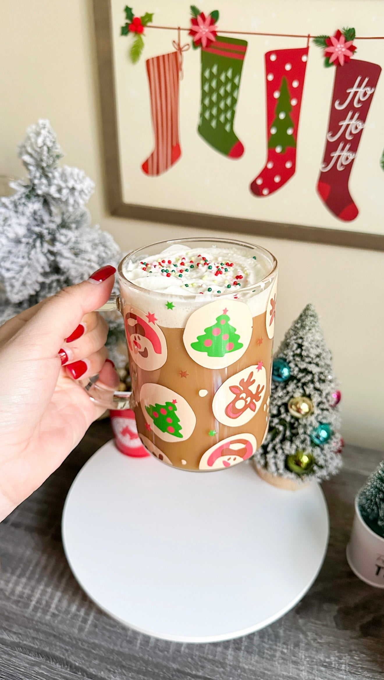 15oz Christmas Mugs – Festive Holiday Coffee Cup with Optional Bamboo Lid & Glass Straw | Christmas Gift Mug (Hand Wash Only)