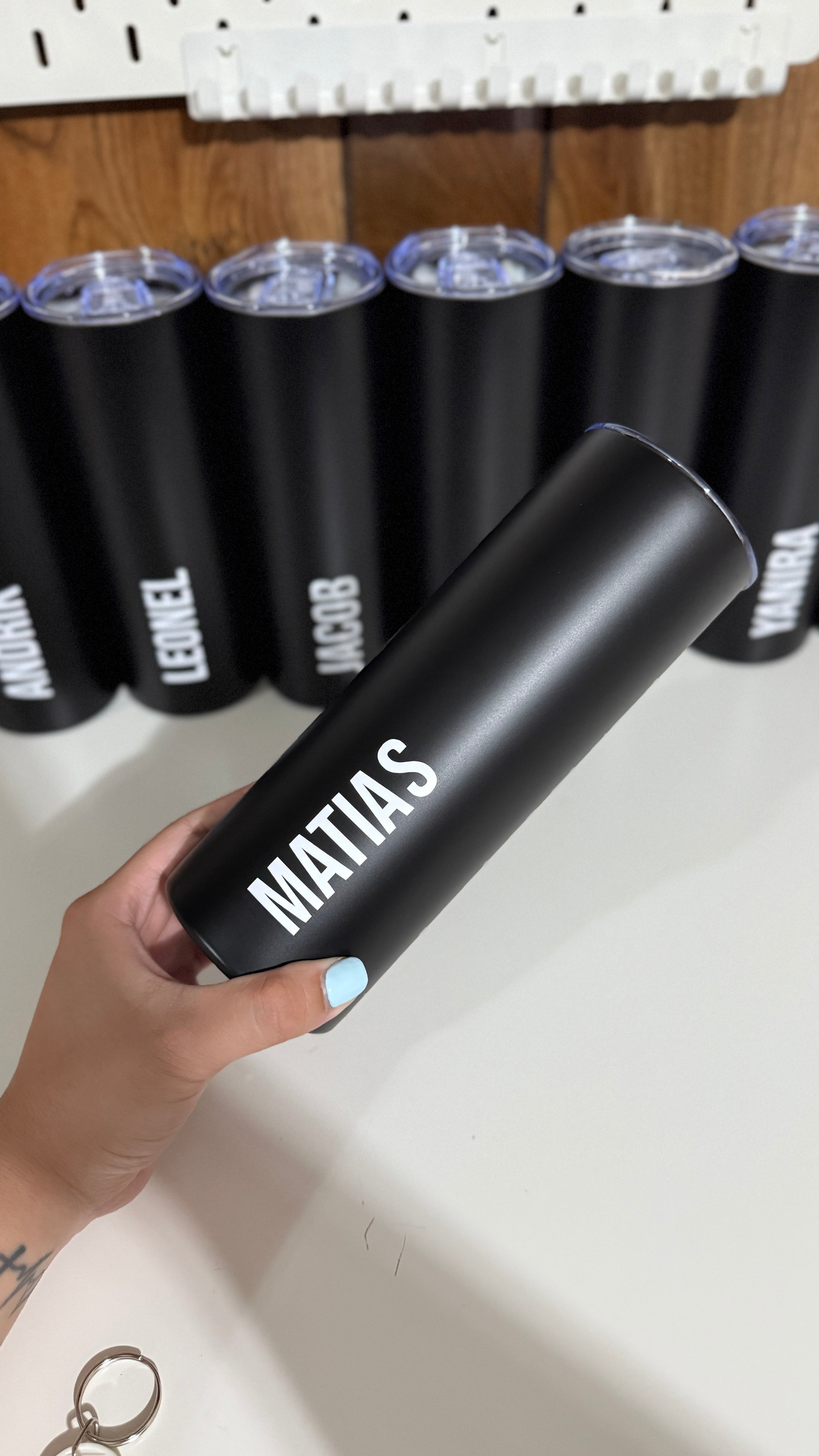 Black Custom Skinny Tumbler – Personalized Stainless Steel Tumbler with Name | Insulated Travel Cup